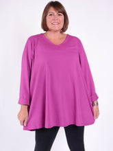 Cotton Swing Top - V Neck 20520 LONG SLEEVE, Tops & Shirts, Pure Plus Clothing, Lagenlook Clothing, Plus Size Fashion, Over 50 Fashion